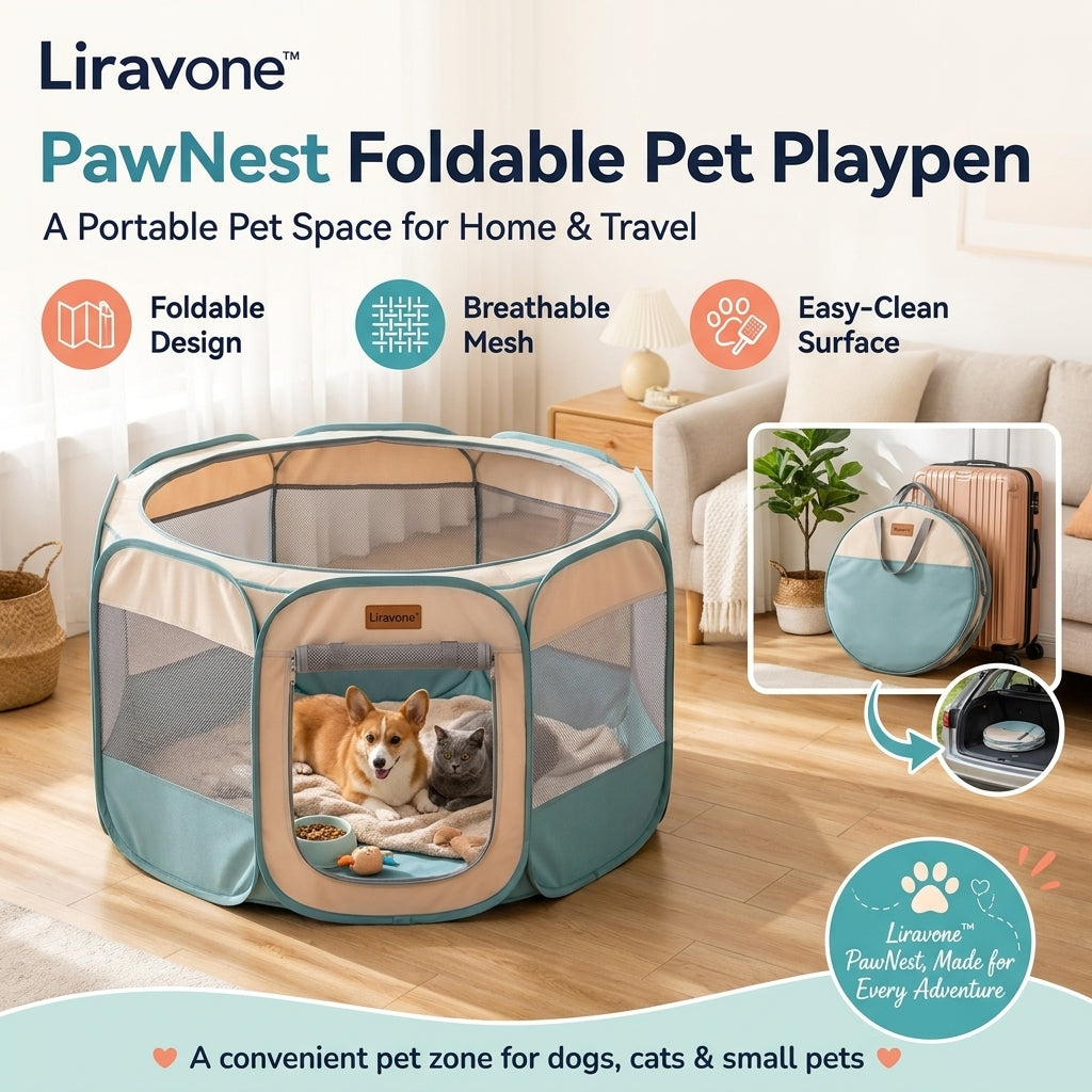 Liravone™ PawNest Foldable Pet Playpen